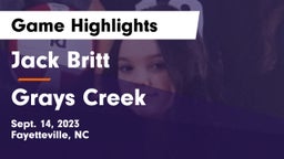 Jack Britt  vs Grays Creek  Game Highlights - Sept. 14, 2023