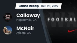Recap: Callaway  vs. McNair  2022