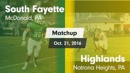 Matchup: South Fayette vs. Highlands  2016