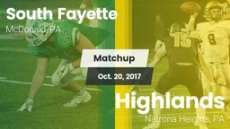 Matchup: South Fayette vs. Highlands  2017