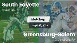 Matchup: South Fayette vs. Greensburg-Salem  2019