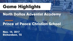 North Dallas Adventist Academy  vs Prince of Peace Christian School Game Highlights - Nov. 14, 2017