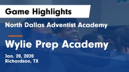North Dallas Adventist Academy  vs Wylie Prep Academy  Game Highlights - Jan. 20, 2020