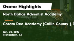 North Dallas Adventist Academy  vs Coram Deo Academy (Collin County  Plano Campus) Game Highlights - Jan. 20, 2022