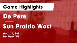 De Pere  vs Sun Prairie West  Game Highlights - Aug. 27, 2022