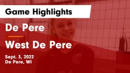 De Pere  vs West De Pere  Game Highlights - Sept. 3, 2022