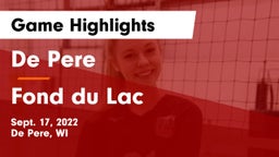 De Pere  vs Fond du Lac  Game Highlights - Sept. 17, 2022