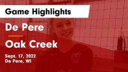 De Pere  vs Oak Creek  Game Highlights - Sept. 17, 2022