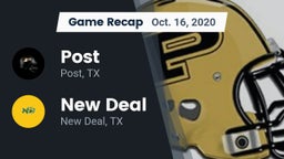 Recap: Post  vs. New Deal  2020