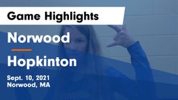 Norwood  vs Hopkinton  Game Highlights - Sept. 10, 2021