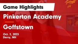 Pinkerton Academy vs Goffstown  Game Highlights - Oct. 2, 2023