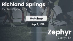 Matchup: Richland Springs vs. Zephyr  2016