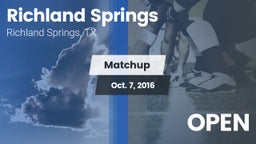 Matchup: Richland Springs vs. OPEN 2016
