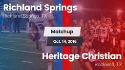Matchup: Richland Springs vs. Heritage Christian  2016