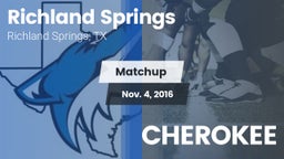 Matchup: Richland Springs vs. CHEROKEE 2016