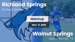 Matchup: Richland Springs vs. Walnut Springs  2016