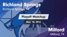 Matchup: Richland Springs vs. Milford  2016