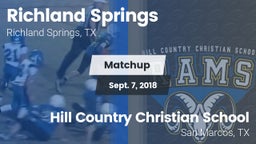Matchup: Richland Springs vs. Hill Country Christian School 2018