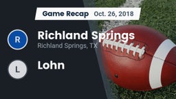 Recap: Richland Springs  vs. Lohn  2018