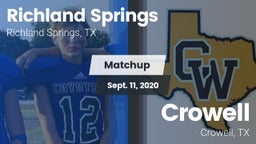 Matchup: Richland Springs vs. Crowell  2020