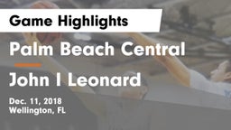 Palm Beach Central  vs John I Leonard Game Highlights - Dec. 11, 2018