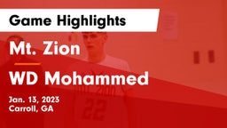 Mt. Zion  vs WD Mohammed Game Highlights - Jan. 13, 2023