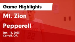 Mt. Zion  vs Pepperell  Game Highlights - Jan. 14, 2023
