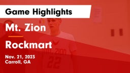 Mt. Zion  vs Rockmart  Game Highlights - Nov. 21, 2023