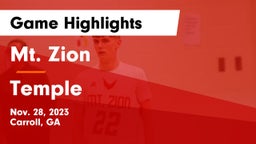 Mt. Zion  vs Temple  Game Highlights - Nov. 28, 2023