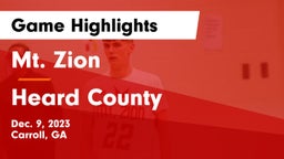 Mt. Zion  vs Heard County  Game Highlights - Dec. 9, 2023