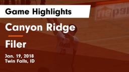 Canyon Ridge  vs Filer  Game Highlights - Jan. 19, 2018
