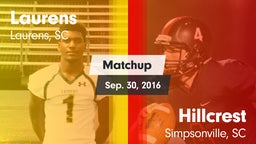 Matchup: Laurens vs. Hillcrest  2016
