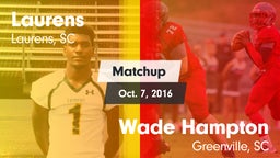 Matchup: Laurens vs. Wade Hampton  2016