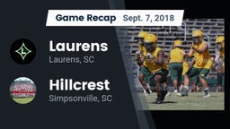 Recap: Laurens  vs. Hillcrest  2018