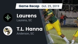 Recap: Laurens  vs. T.L. Hanna  2019