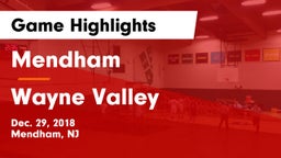 Mendham  vs Wayne Valley  Game Highlights - Dec. 29, 2018