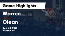 Warren  vs Olean  Game Highlights - Dec. 30, 2023
