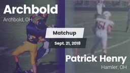 Matchup: Archbold vs. Patrick Henry  2018