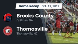Recap: Brooks County  vs. Thomasville  2019