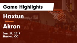 Haxtun  vs Akron Game Highlights - Jan. 29, 2019