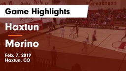 Haxtun  vs Merino Game Highlights - Feb. 7, 2019