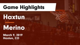 Haxtun  vs Merino Game Highlights - March 9, 2019