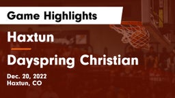 Haxtun  vs Dayspring Christian  Game Highlights - Dec. 20, 2022
