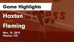 Haxtun  vs Fleming Game Highlights - Nov. 15, 2019