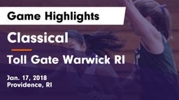 Classical  vs Toll Gate  Warwick RI Game Highlights - Jan. 17, 2018