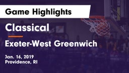 Classical  vs Exeter-West Greenwich Game Highlights - Jan. 16, 2019