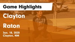 Clayton  vs Raton Game Highlights - Jan. 18, 2020