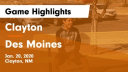 Clayton  vs Des Moines Game Highlights - Jan. 20, 2020