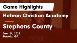 Hebron Christian Academy  vs Stephens County  Game Highlights - Jan. 24, 2023