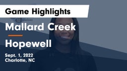 Mallard Creek  vs Hopewell Game Highlights - Sept. 1, 2022